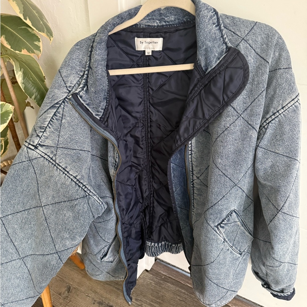 By Together Quilted Jean Jacket - Light Blue